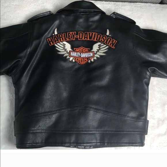 harley-davidson leather motorcycle jacket kids size 5 punk rock festival medium - Picture 5 of 8